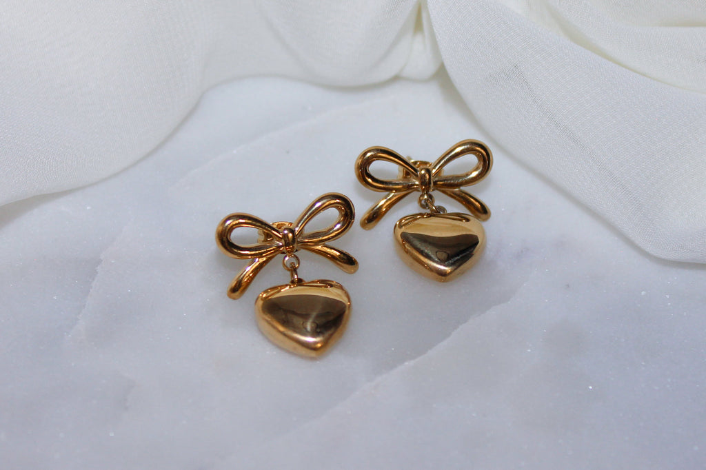 Stainless Steel Heart Dangle Earrings