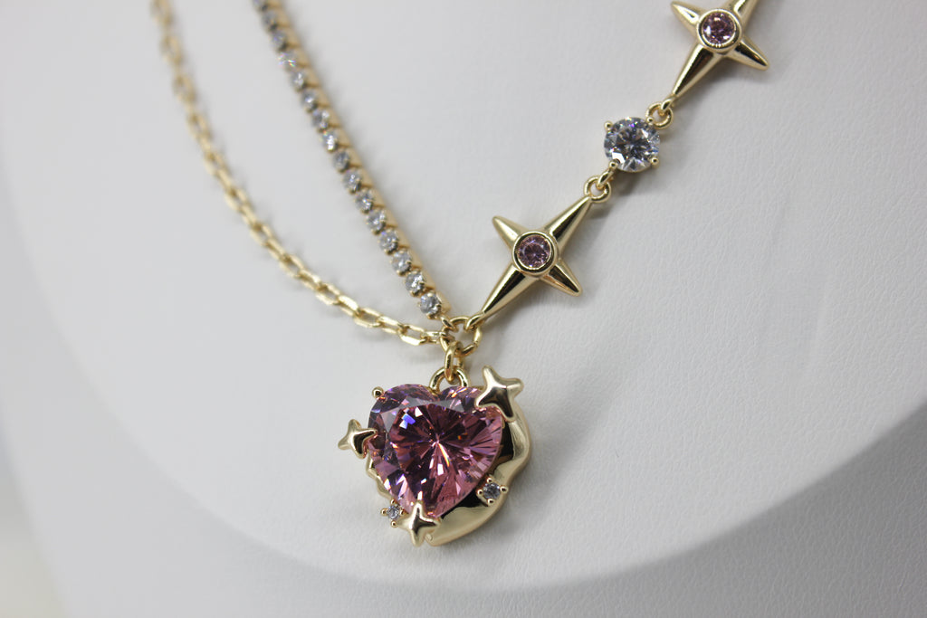 Pink Fairy Heart Necklace
