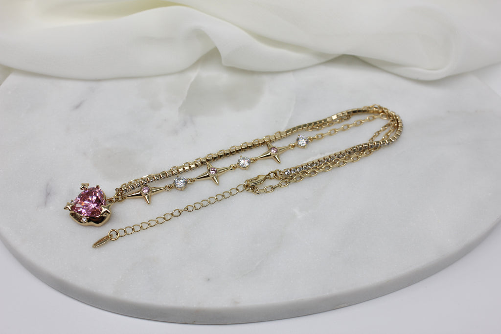 Pink Fairy Heart Necklace