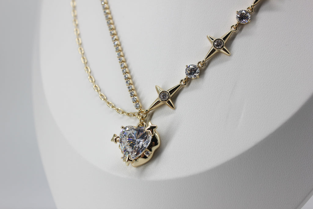Clear Fairy Heart Necklace