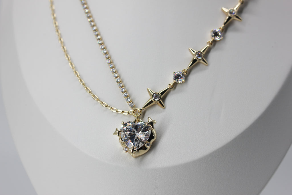 Clear Fairy Heart Necklace