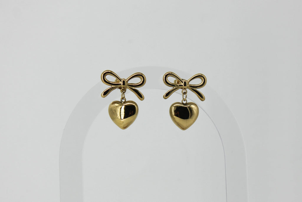 Stainless Steel Heart Dangle Earrings