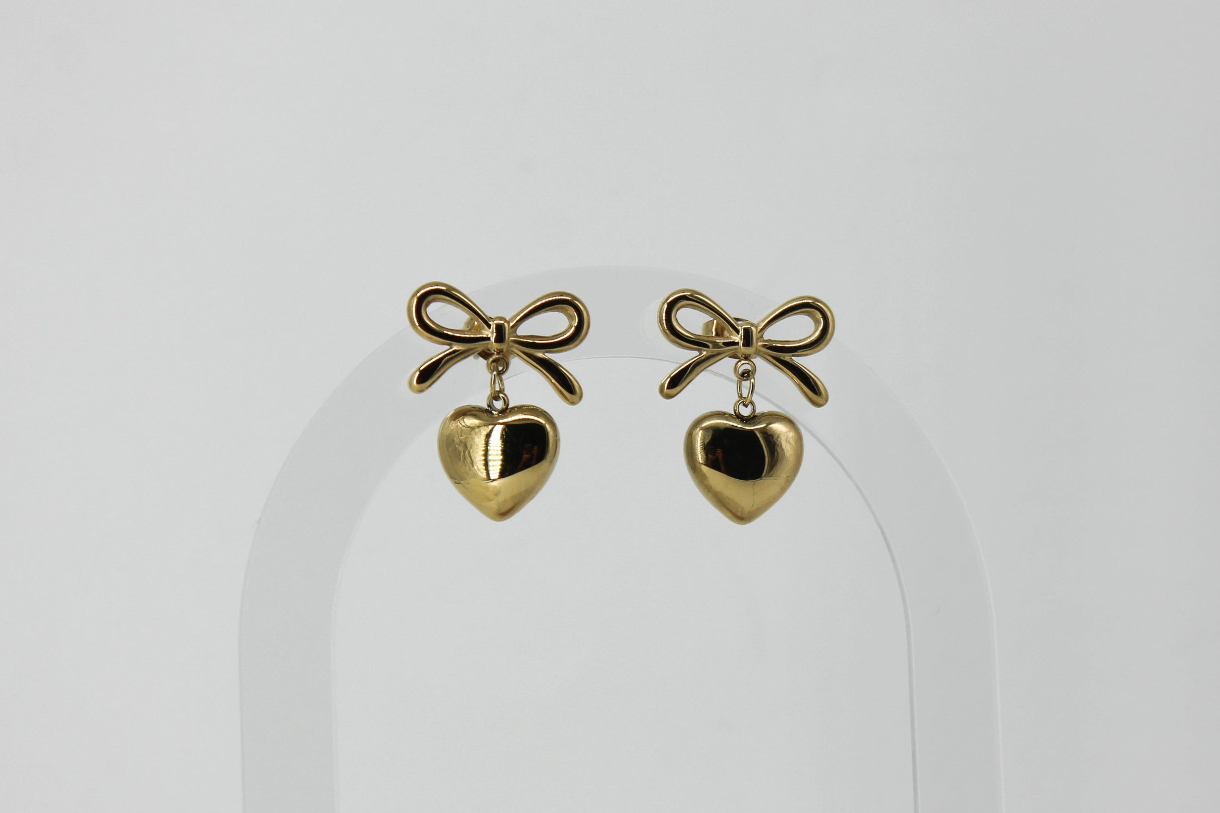 Stainless Steel Heart Dangle Earrings