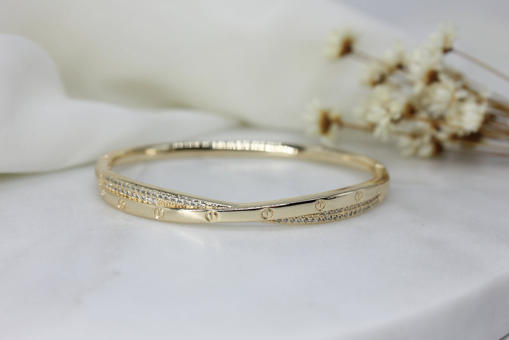 Pave Twist Clasp Bangle