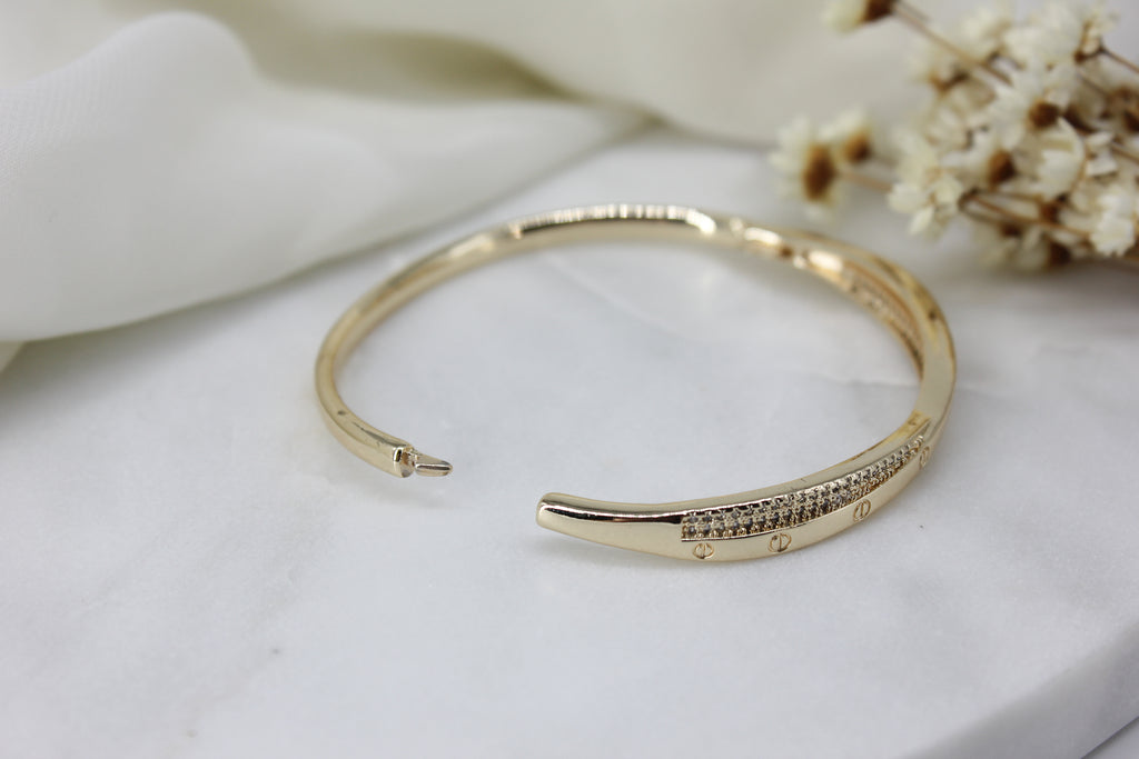 Pave Twist Clasp Bangle