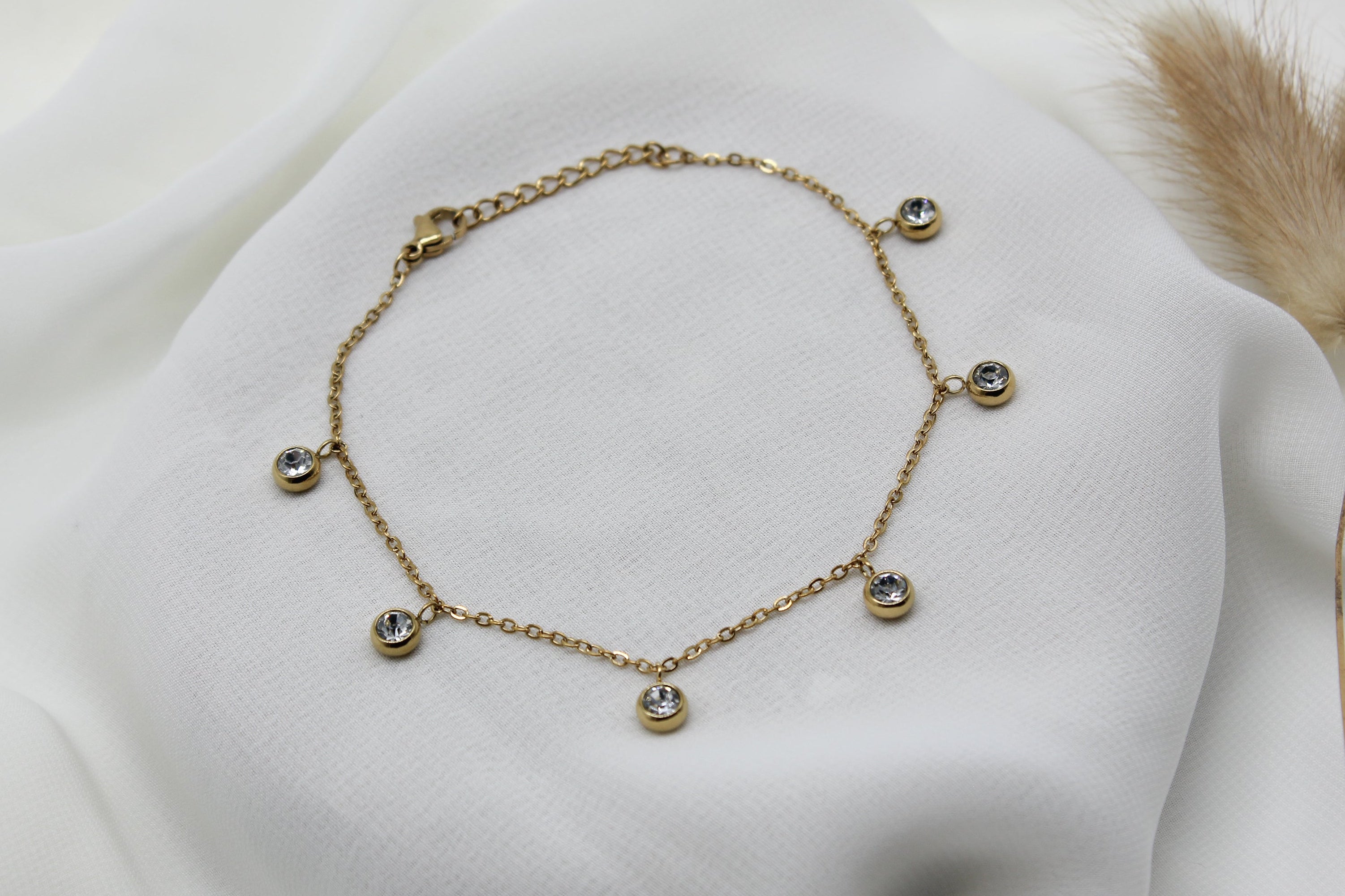 Dainty Crystal Drop Anklet