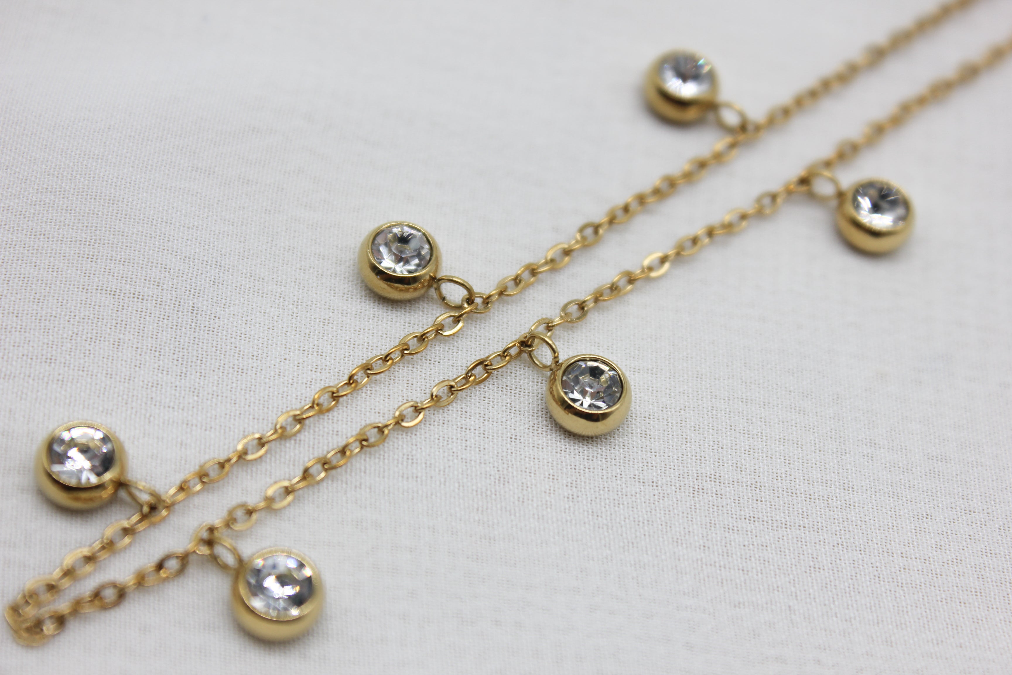 Dainty Crystal Drop Anklet
