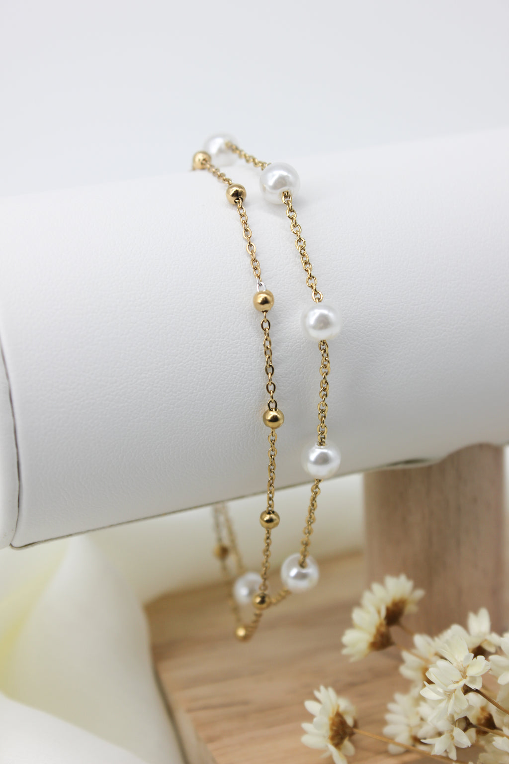 Double Chain Pearl Bracelet