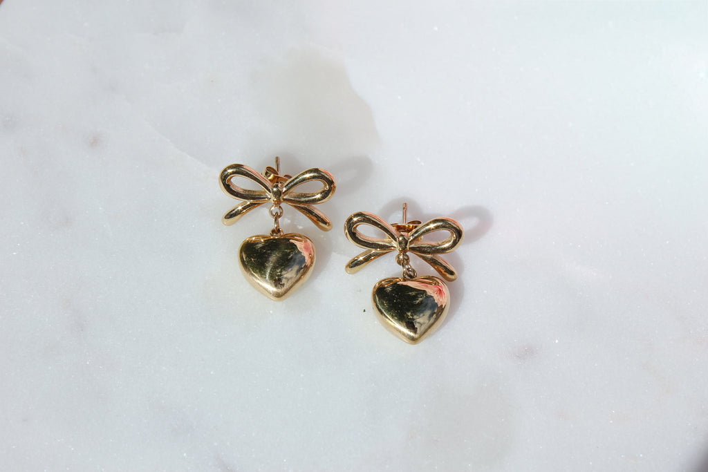 Stainless Steel Heart Dangle Earrings