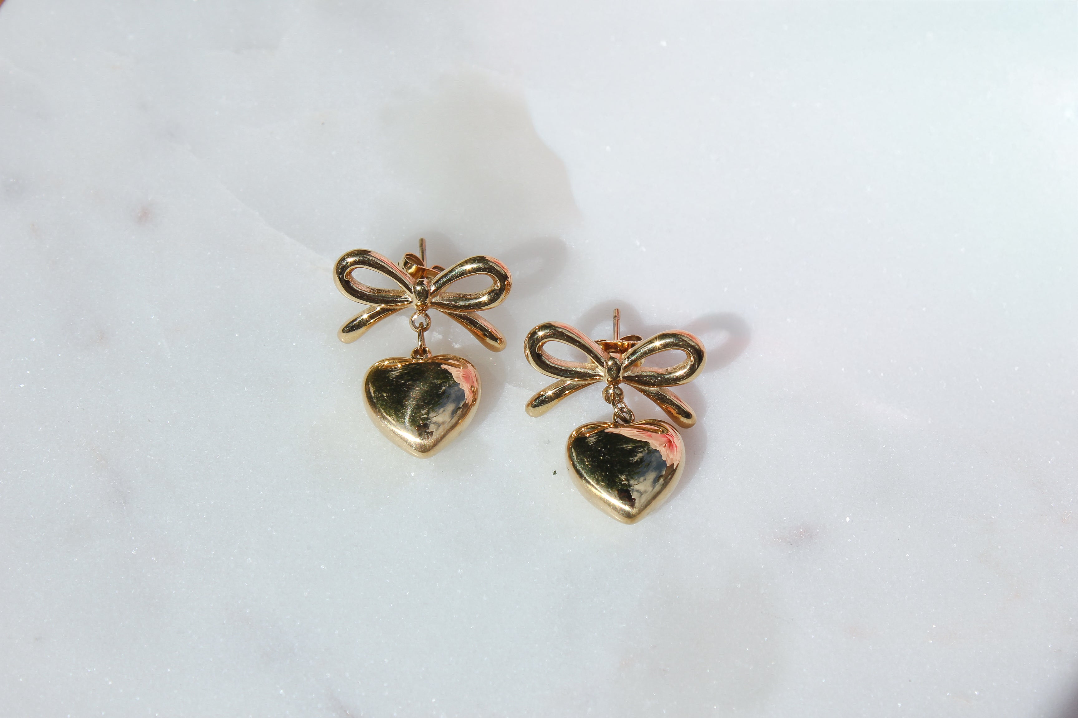 Stainless Steel Heart Dangle Earrings