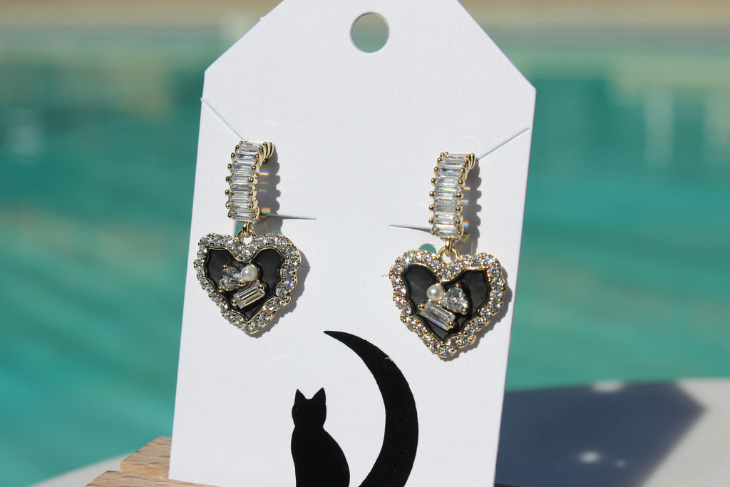 Black Heart Earrings