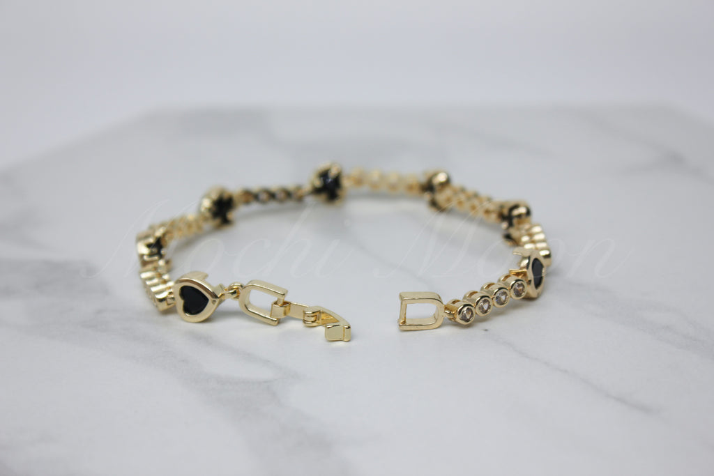 Black Heart Tennis Bracelet