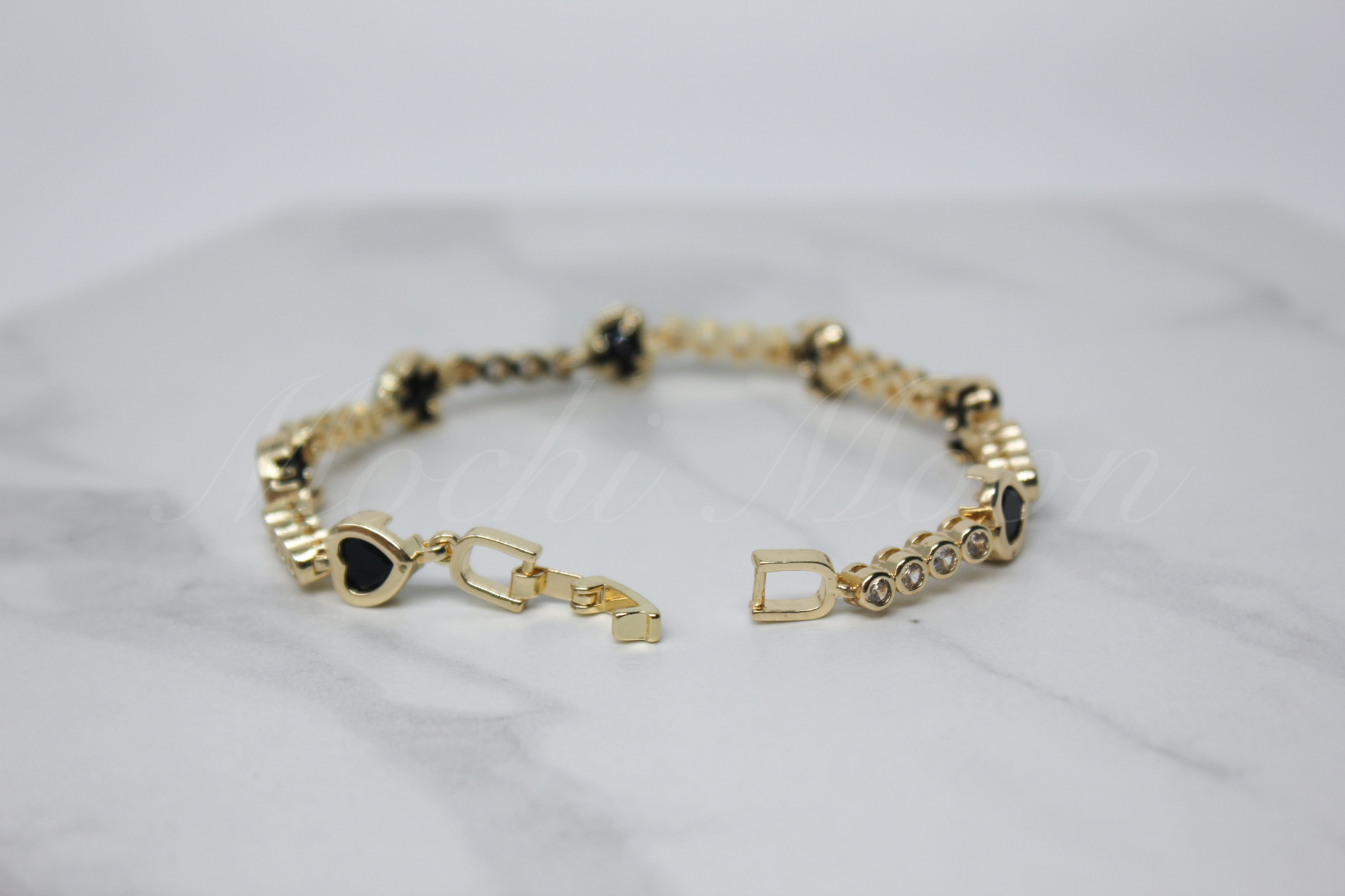 Black Heart Tennis Bracelet
