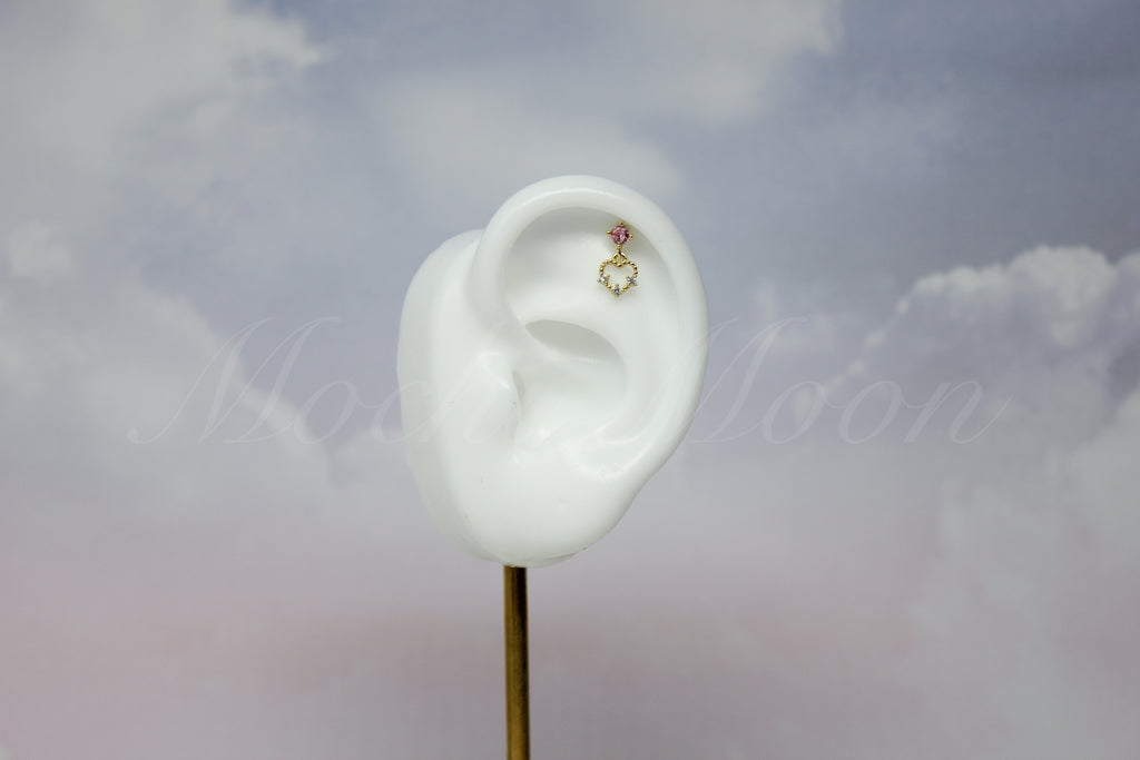 Pink Heart Drop Piercing