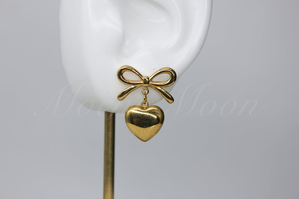 Stainless Steel Heart Dangle Earrings