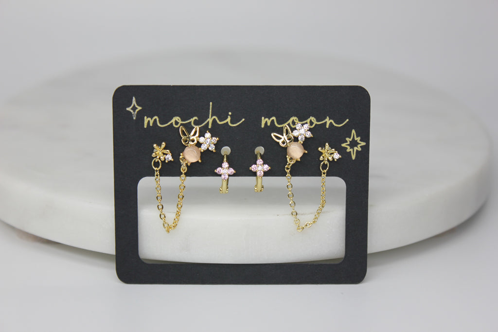 Blush Butterfly Earring Set