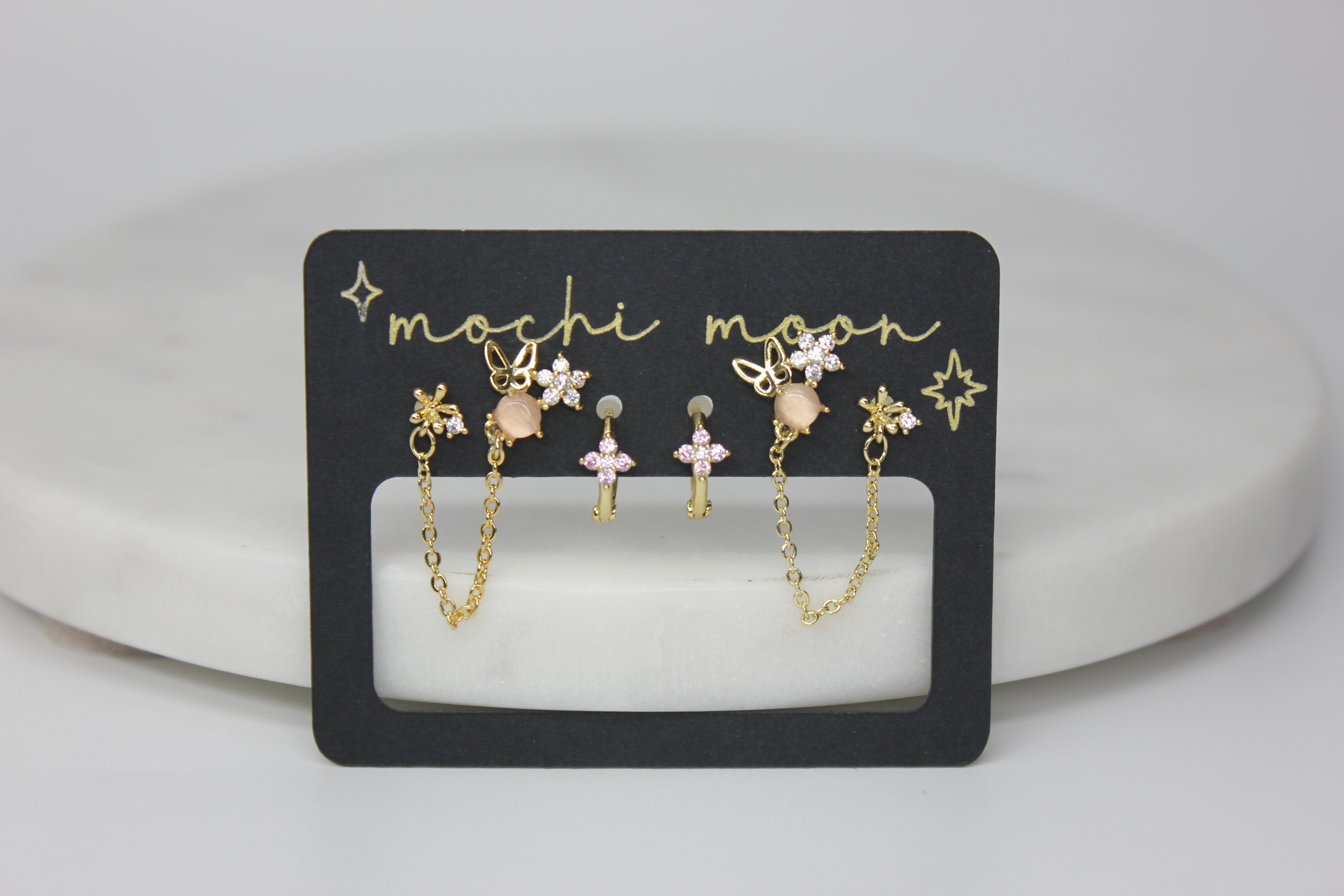 Blush Butterfly Earring Set