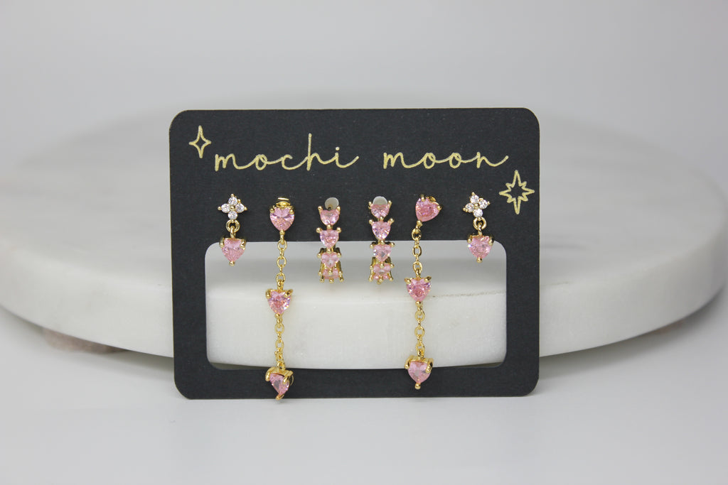 Blushing Hearts Earring Set