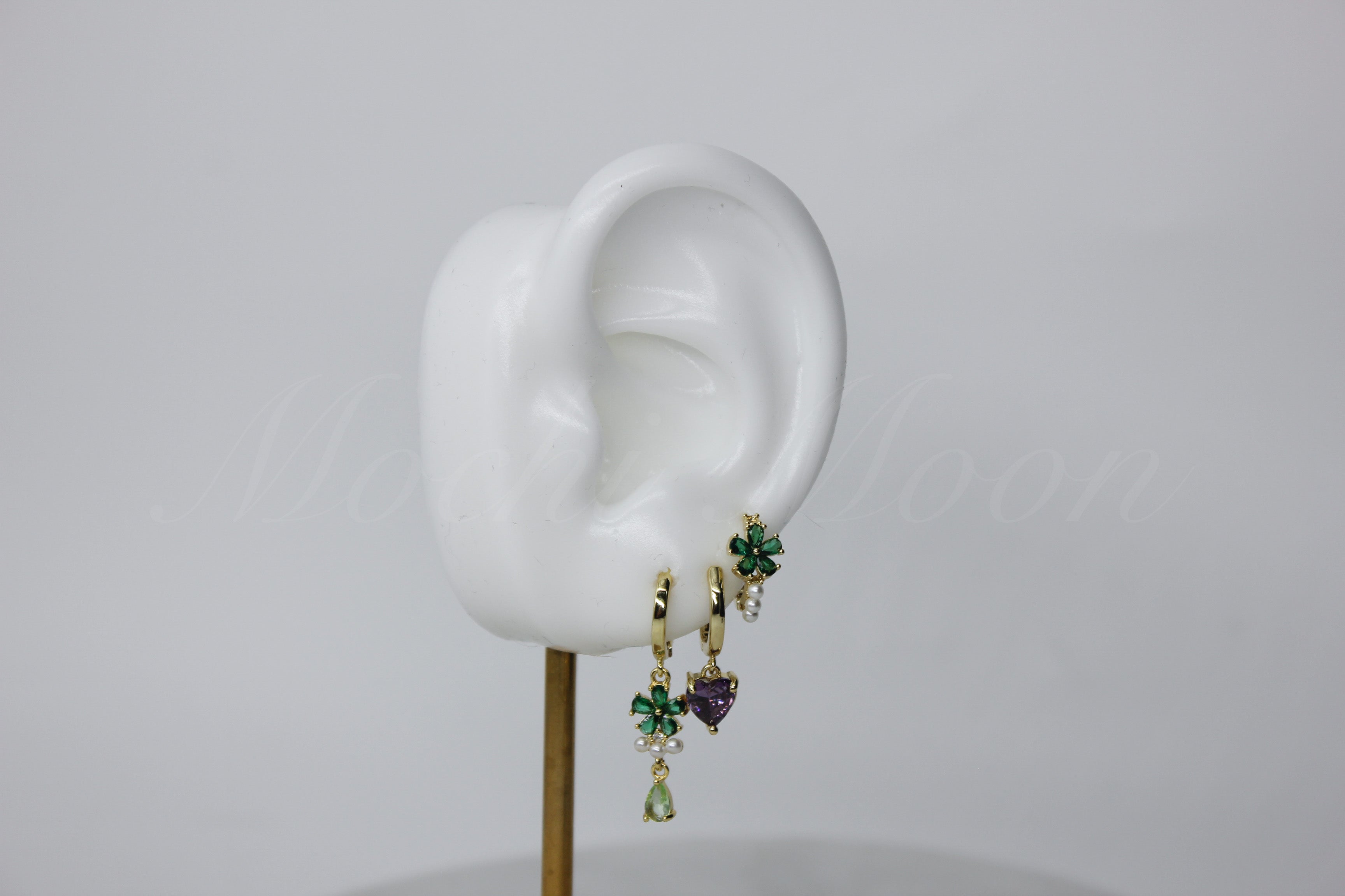 Emerald Blossom Earring Set