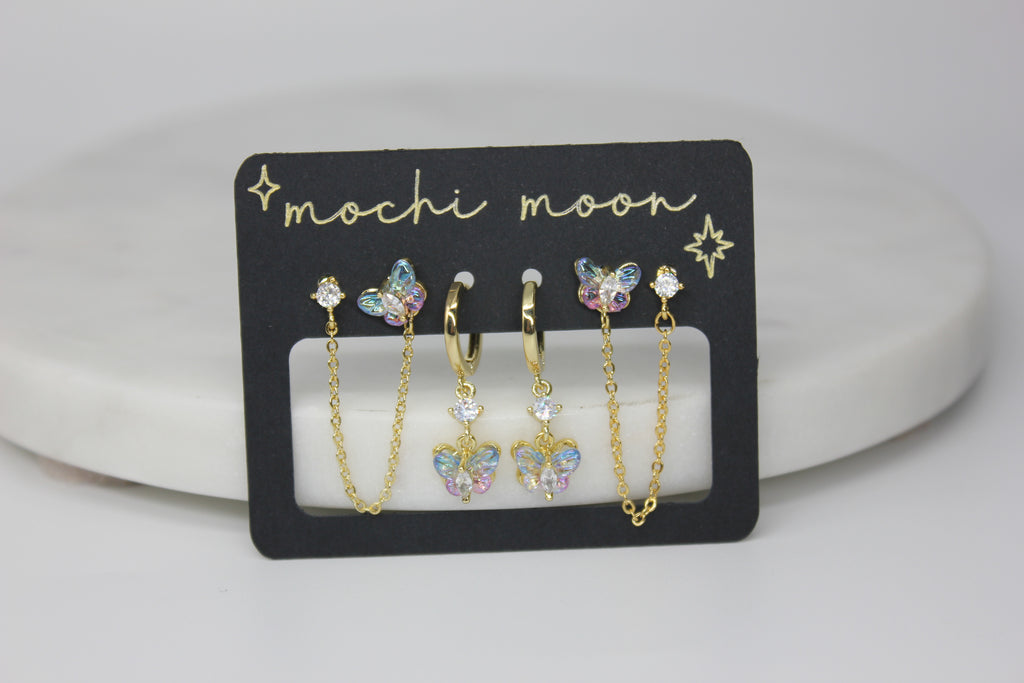 Pastel Butterfly Earring Set