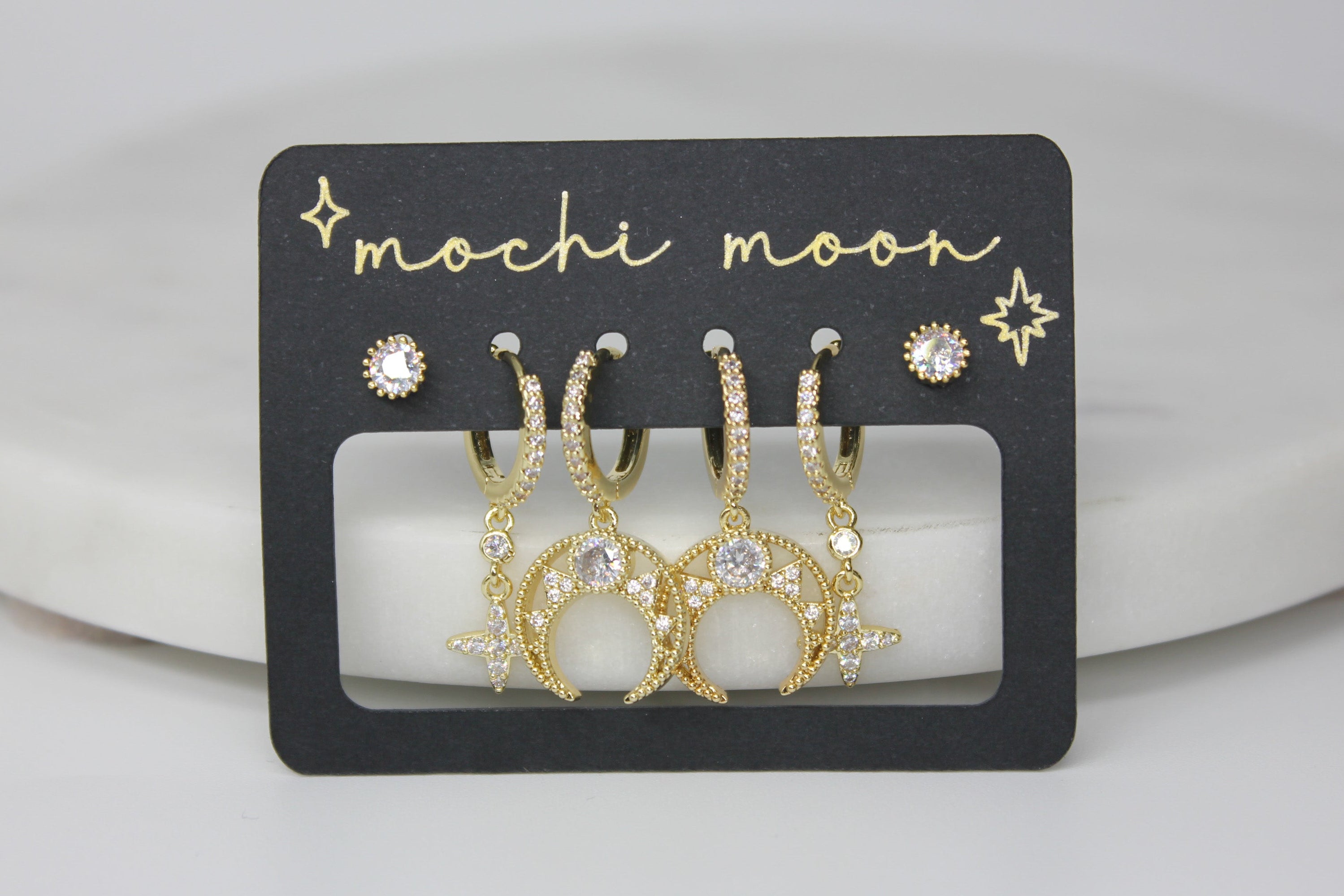 Crescent Glow Earring Set