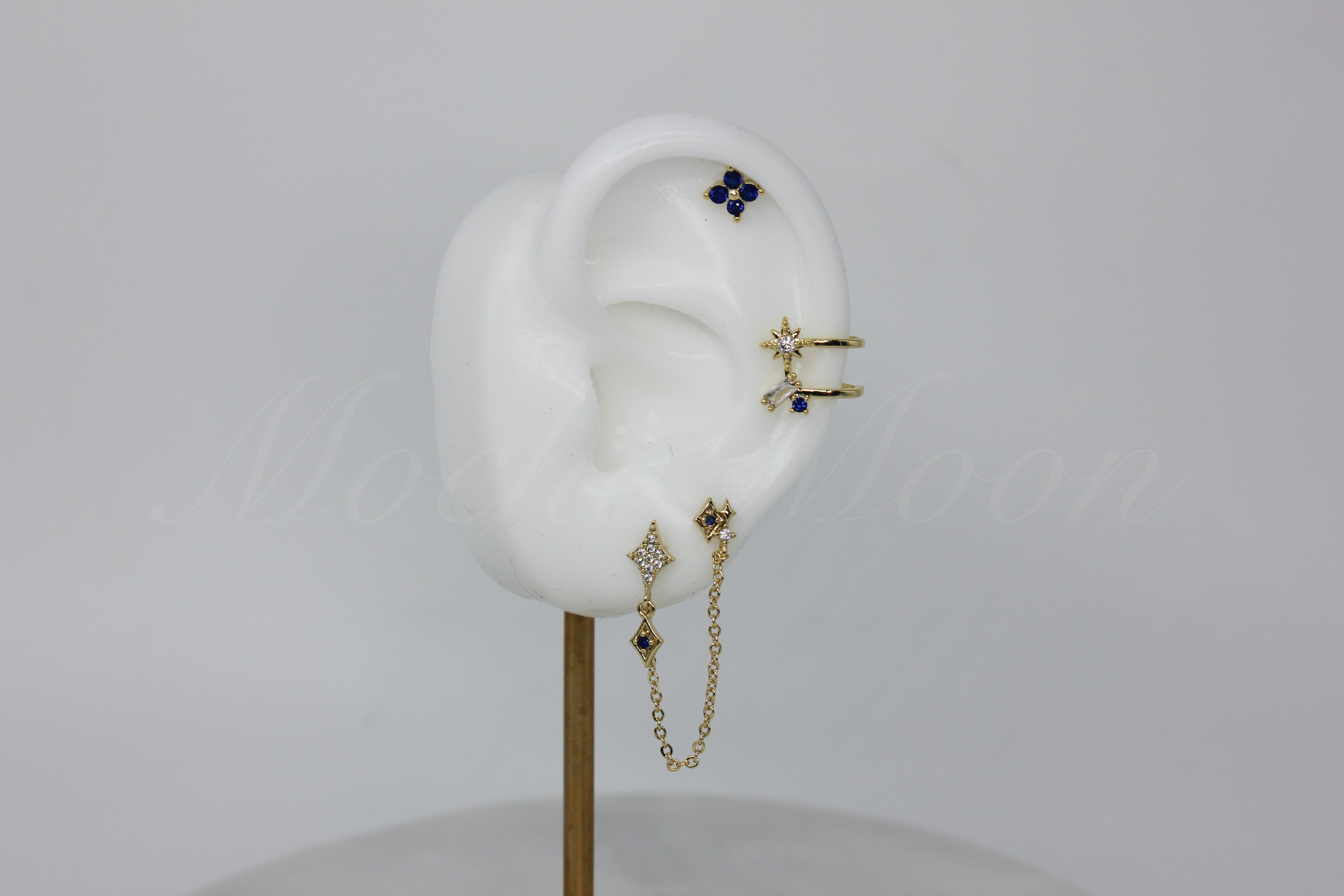 Blue Celestial Chain Earring Set