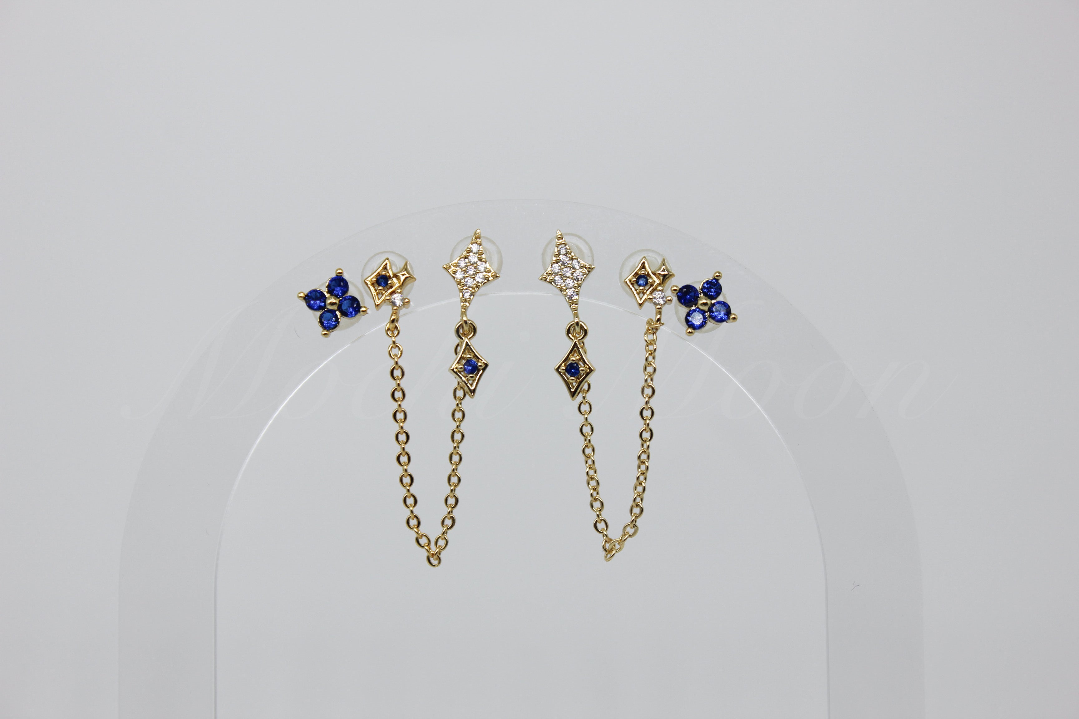 Blue Celestial Chain Earring Set